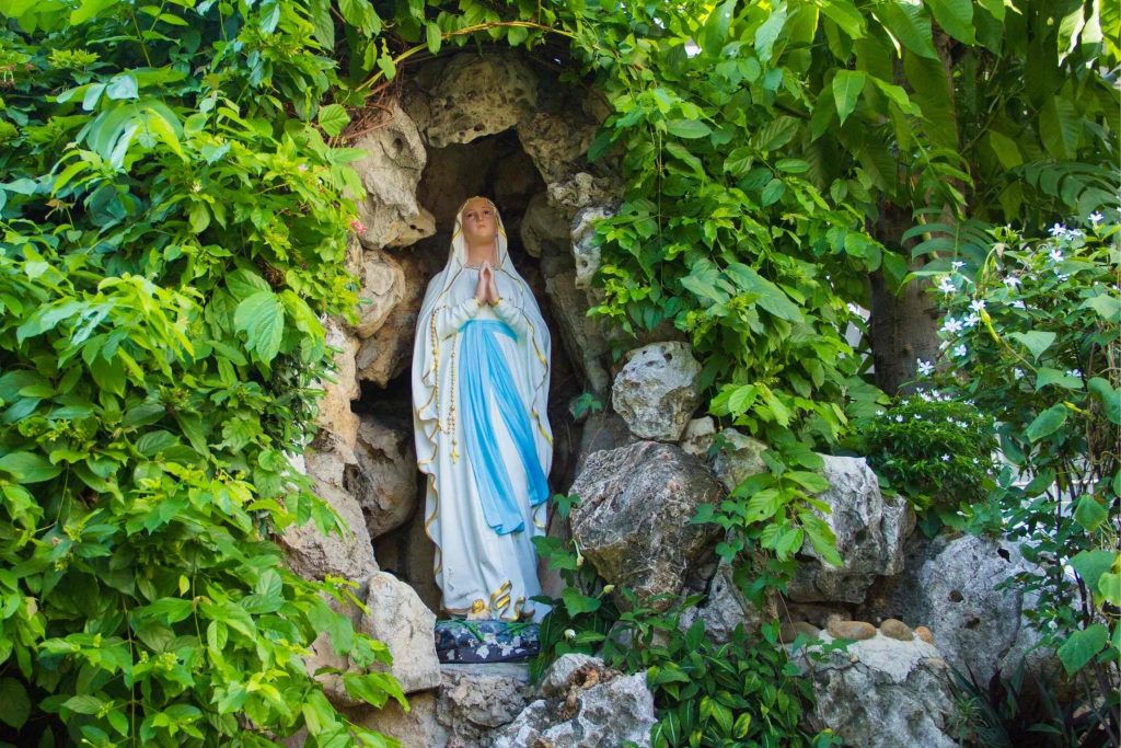 Our Lady Statue pilgrimage to Lourdes grotto Joe Walsh Tours Pilgrimages